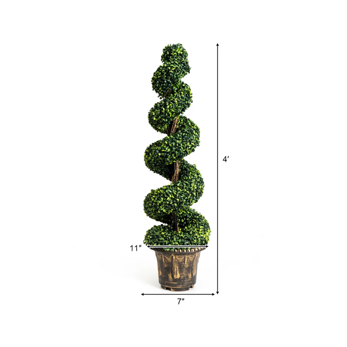 4' Artificial Boxwood Spiral Topiary Trees (Set of 2) - Image 7
