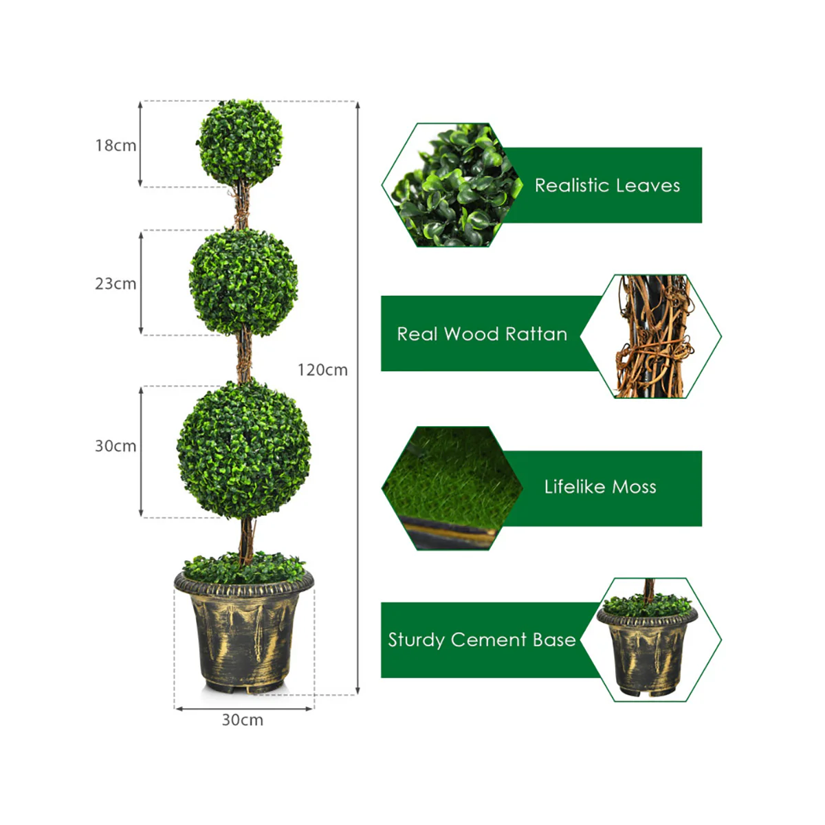 4' Artificial Topiary Triple Ball Tree - Image 5