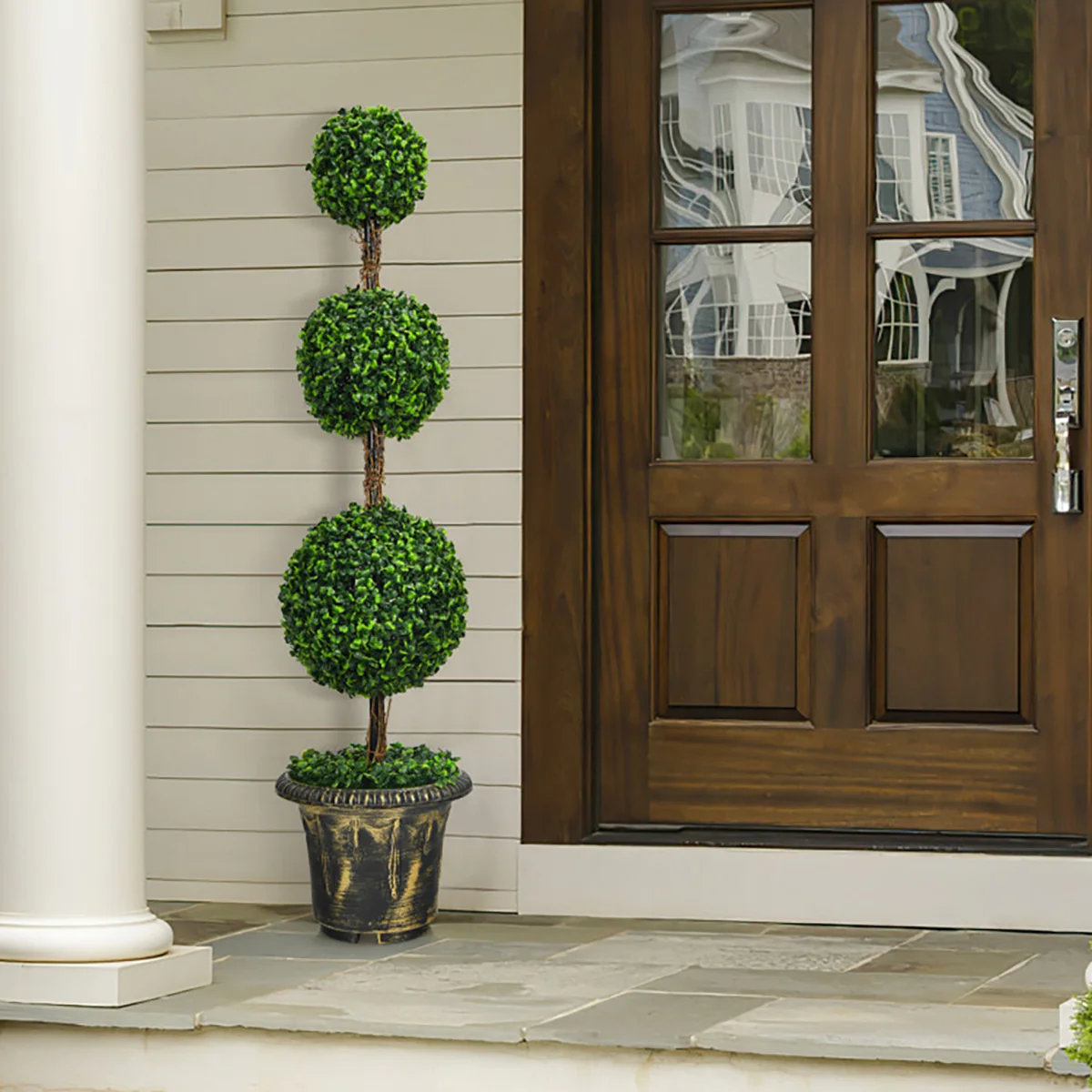 4' Artificial Topiary Triple Ball Tree - Image 6