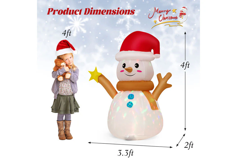 4-Ft. Inflatable Snowman with Rotating LED Lights - Image 11