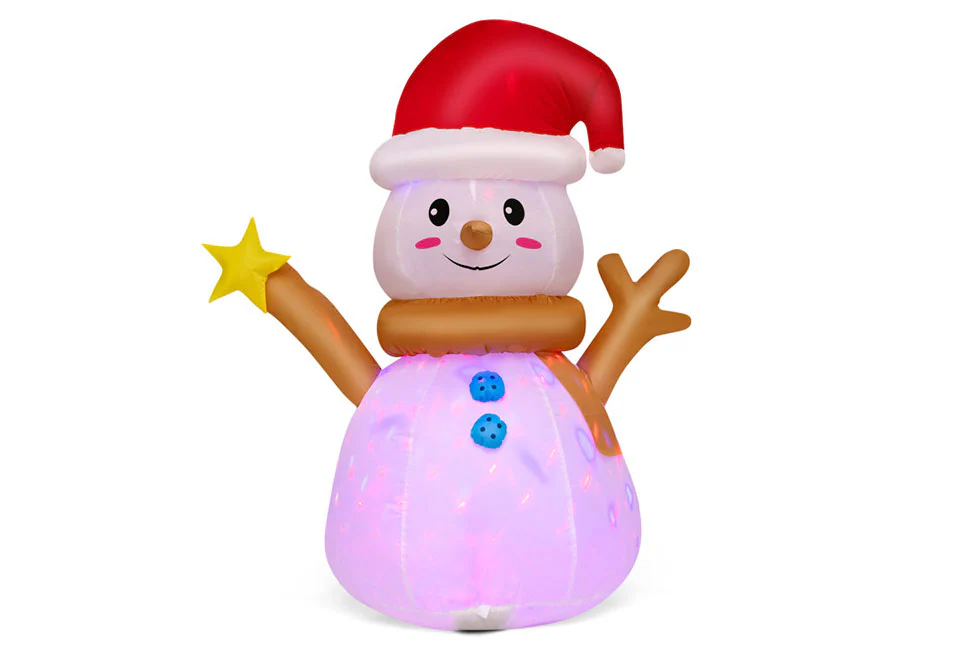 4-Ft. Inflatable Snowman with Rotating LED Lights - Image 2