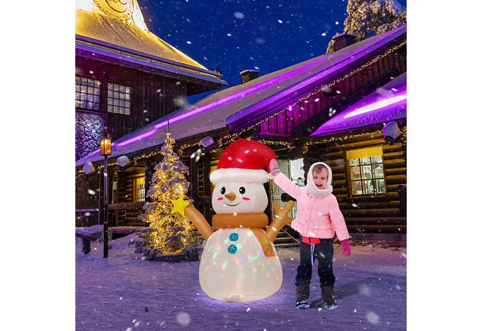 4-Ft. Inflatable Snowman with Rotating LED Lights - Image 3