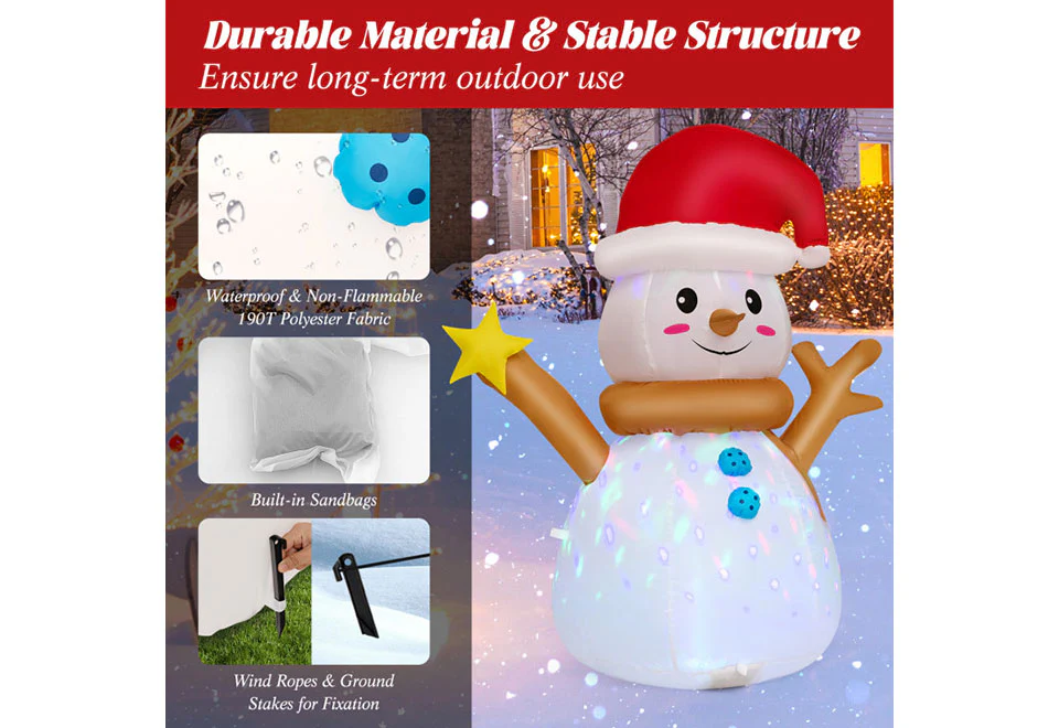 4-Ft. Inflatable Snowman with Rotating LED Lights - Image 6