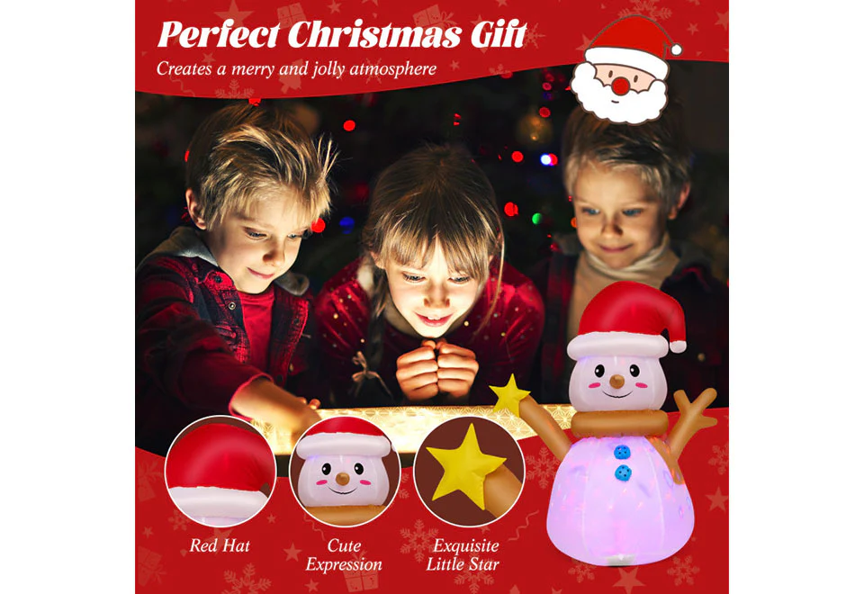 4-Ft. Inflatable Snowman with Rotating LED Lights - Image 8