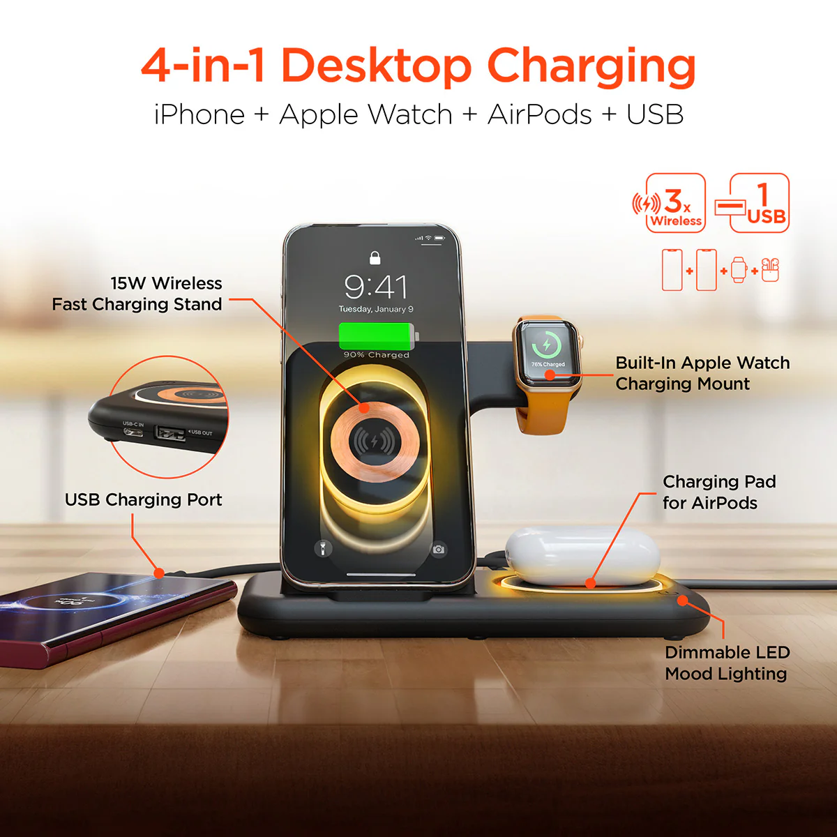 4-in-1 Foldable Apple Charging Station - Image 4