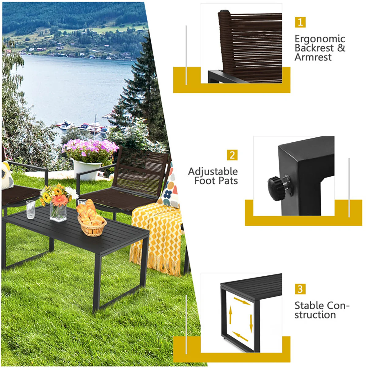 4-Piece Patio Set with Loveseat - Image 5