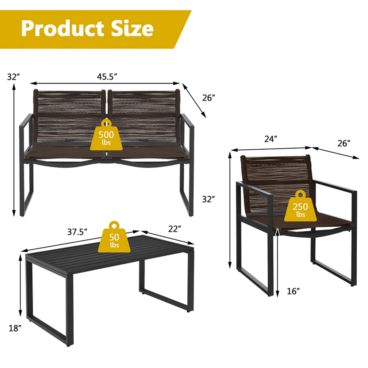 4-Piece Patio Set with Loveseat - Image 9