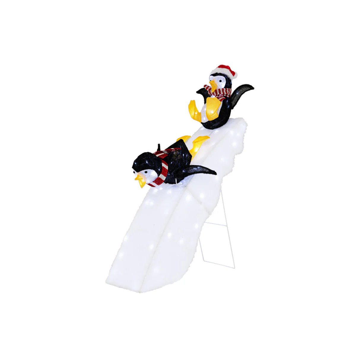 4' Pre-Lit Christmas Penguin Ice Skating Decor with Snowy Slide - Image 2