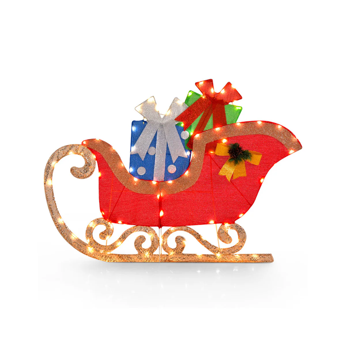 4' Pre-Lit Christmas Sleigh Decoration - Image 2