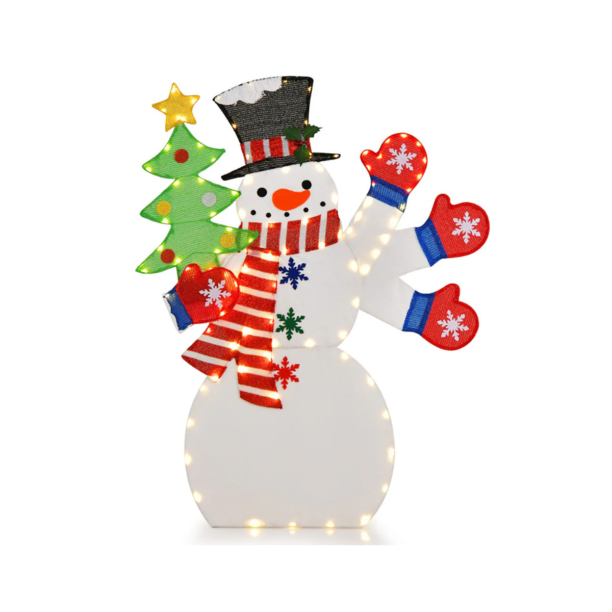 4' Pre-Lit Snowman Decoration with Waving Hand - Image 2