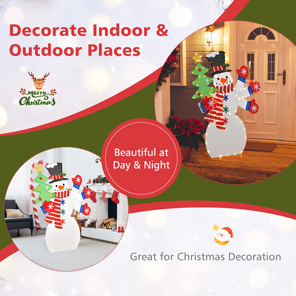 4' Pre-Lit Snowman Decoration with Waving Hand - Image 4