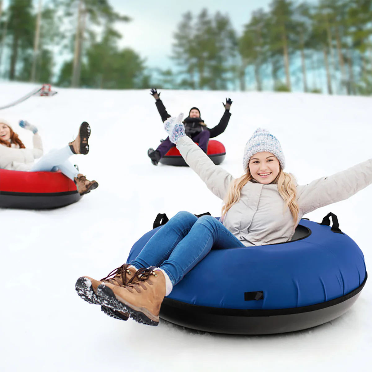 40'' Heavy-Duty Inflatable Snow Sled with Tow Strap - Image 12