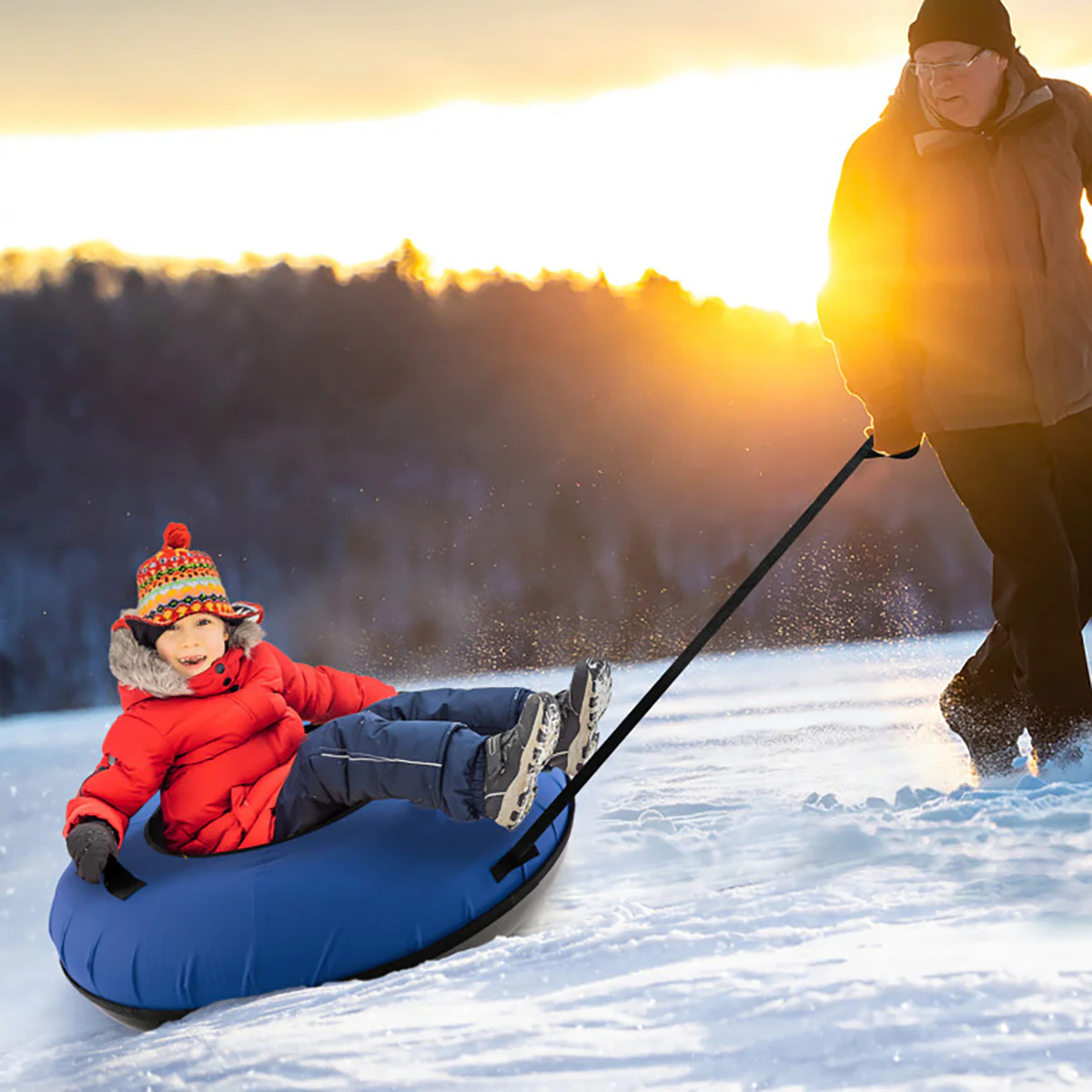 40'' Heavy-Duty Inflatable Snow Sled with Tow Strap - Image 19