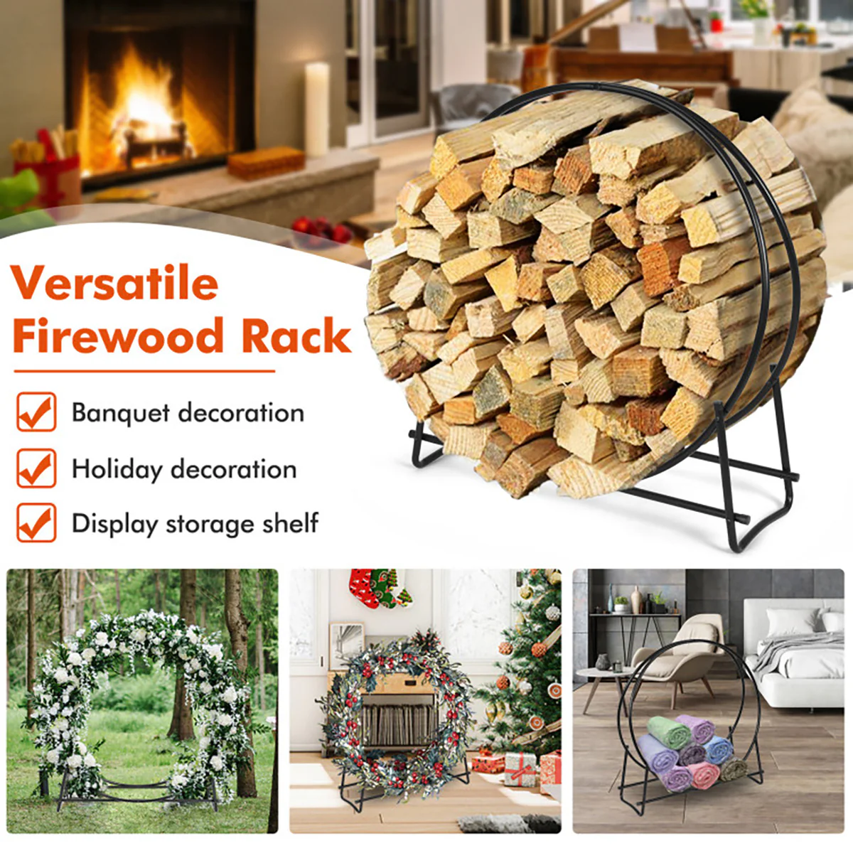 40'' Log Hoop Firewood Storage Rack - Image 5