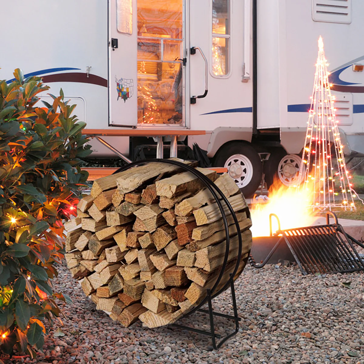 40'' Log Hoop Firewood Storage Rack - Image 8