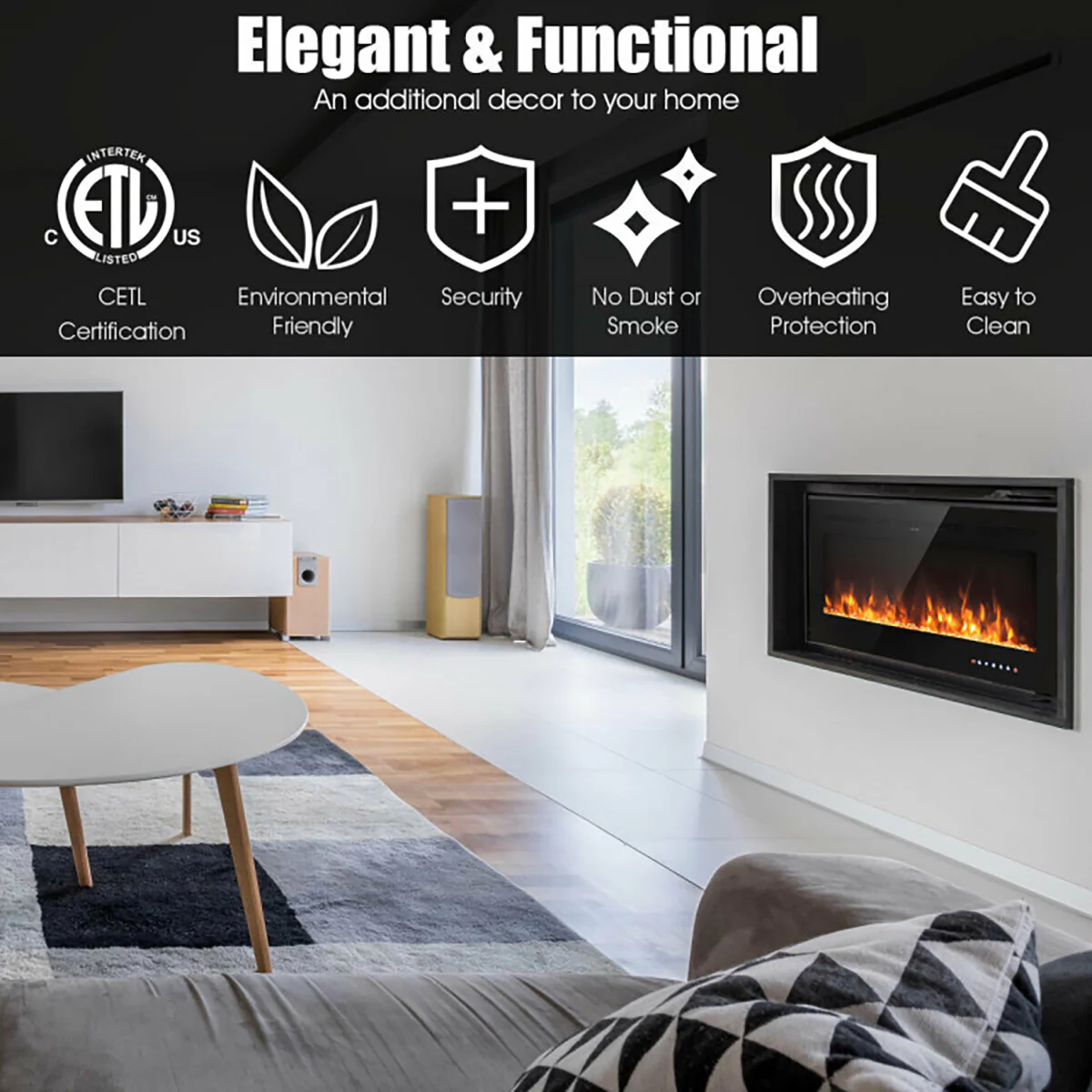 40'' Recessed Electric Fireplace - Image 4