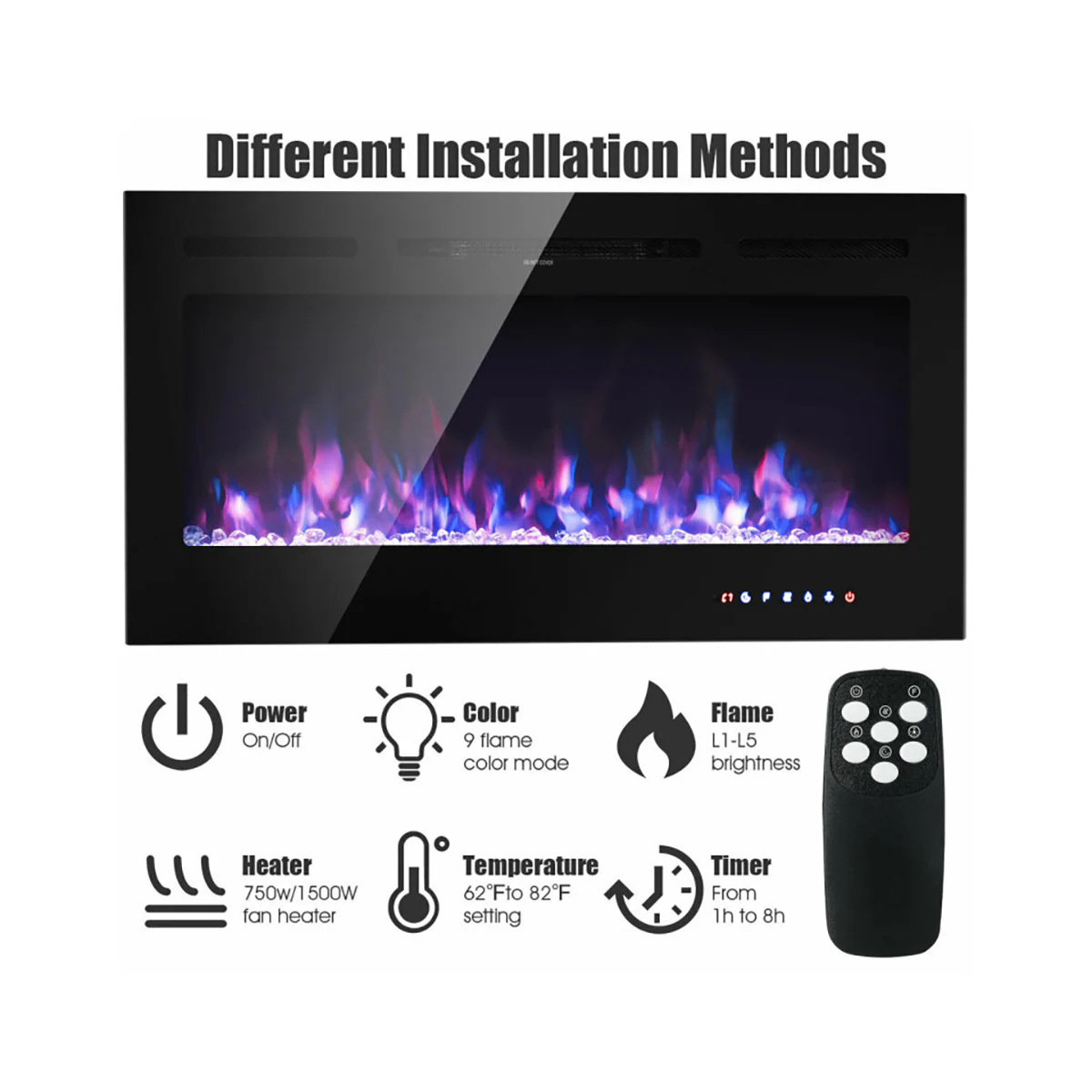 40'' Recessed Electric Fireplace - Image 6