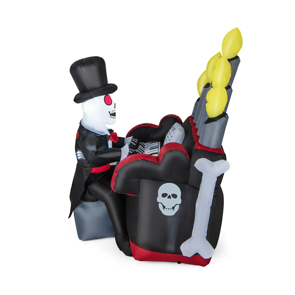 5.2' Inflatable Halloween Skeleton Playing the Piano with Bluetooth Speaker - Image 2