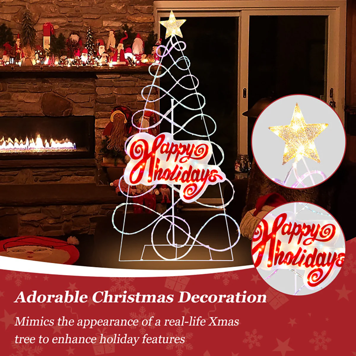5.6' Pre-Lit Happy Holidays Christmas Tree Decoration - Image 6