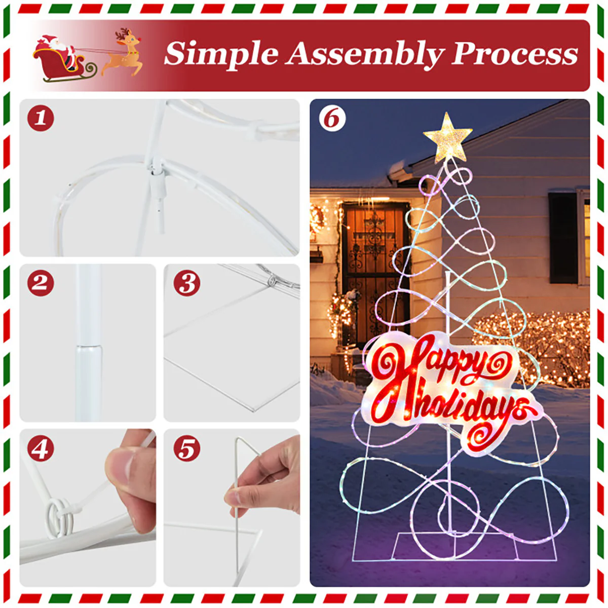 5.6' Pre-Lit Happy Holidays Christmas Tree Decoration - Image 8