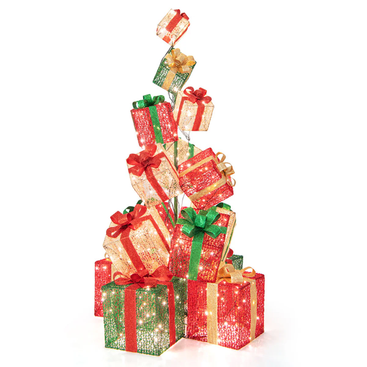 5.6' Pre-Lit Stacked Christmas Gift Box Tower - Image 2