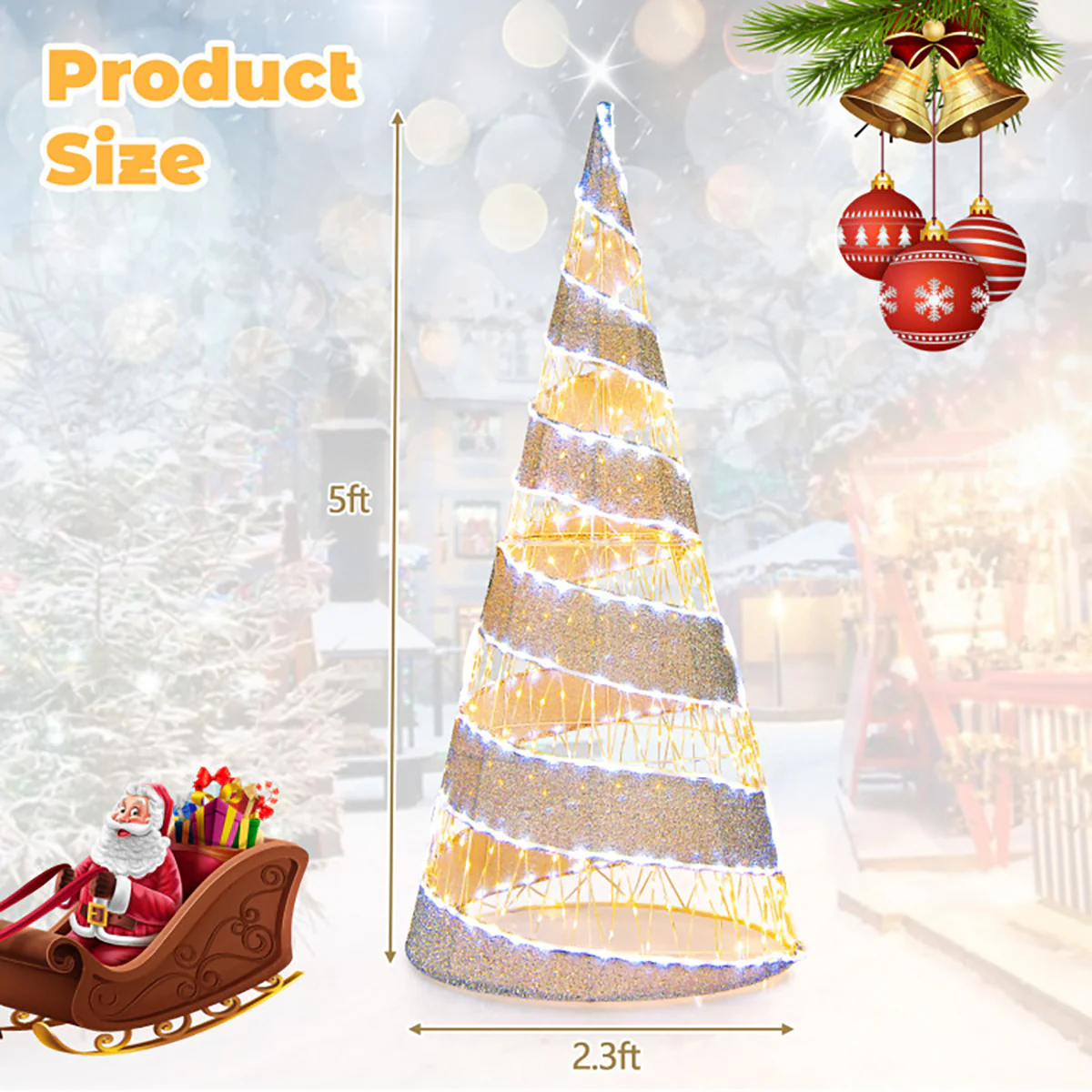 5' Pre-lit Christmas Cone Tree - Image 10