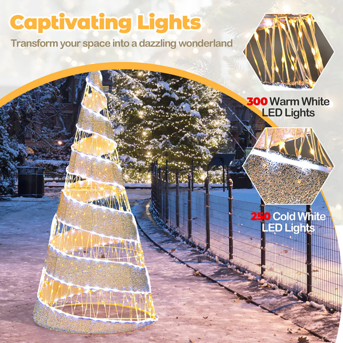 5' Pre-lit Christmas Cone Tree - Image 4