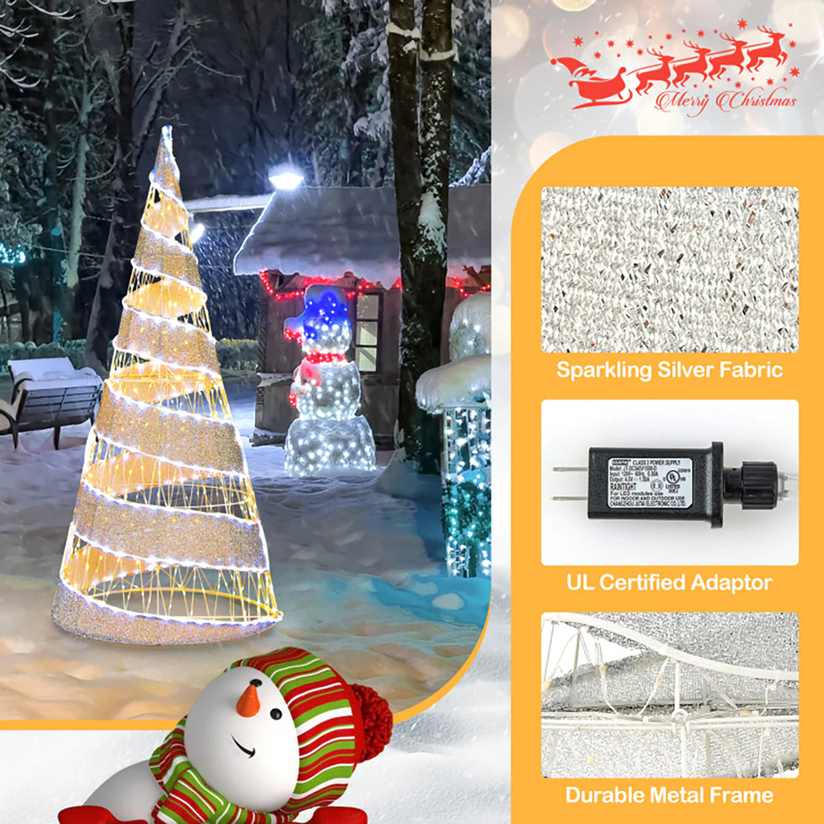 5' Pre-lit Christmas Cone Tree - Image 7