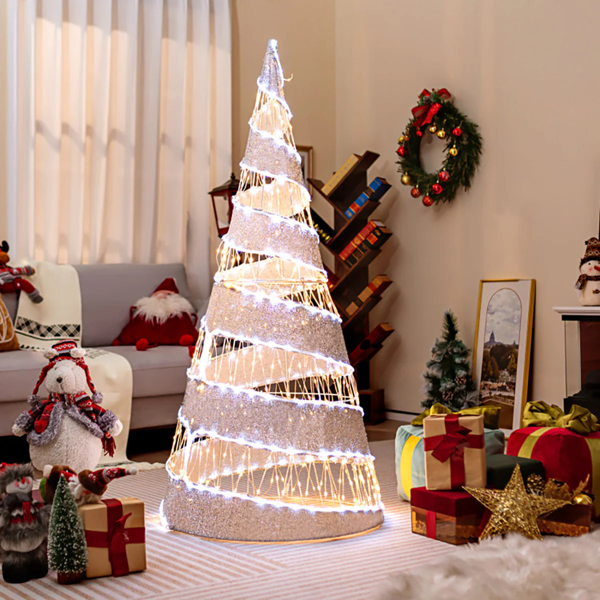 5' Pre-lit Christmas Cone Tree - Image 9