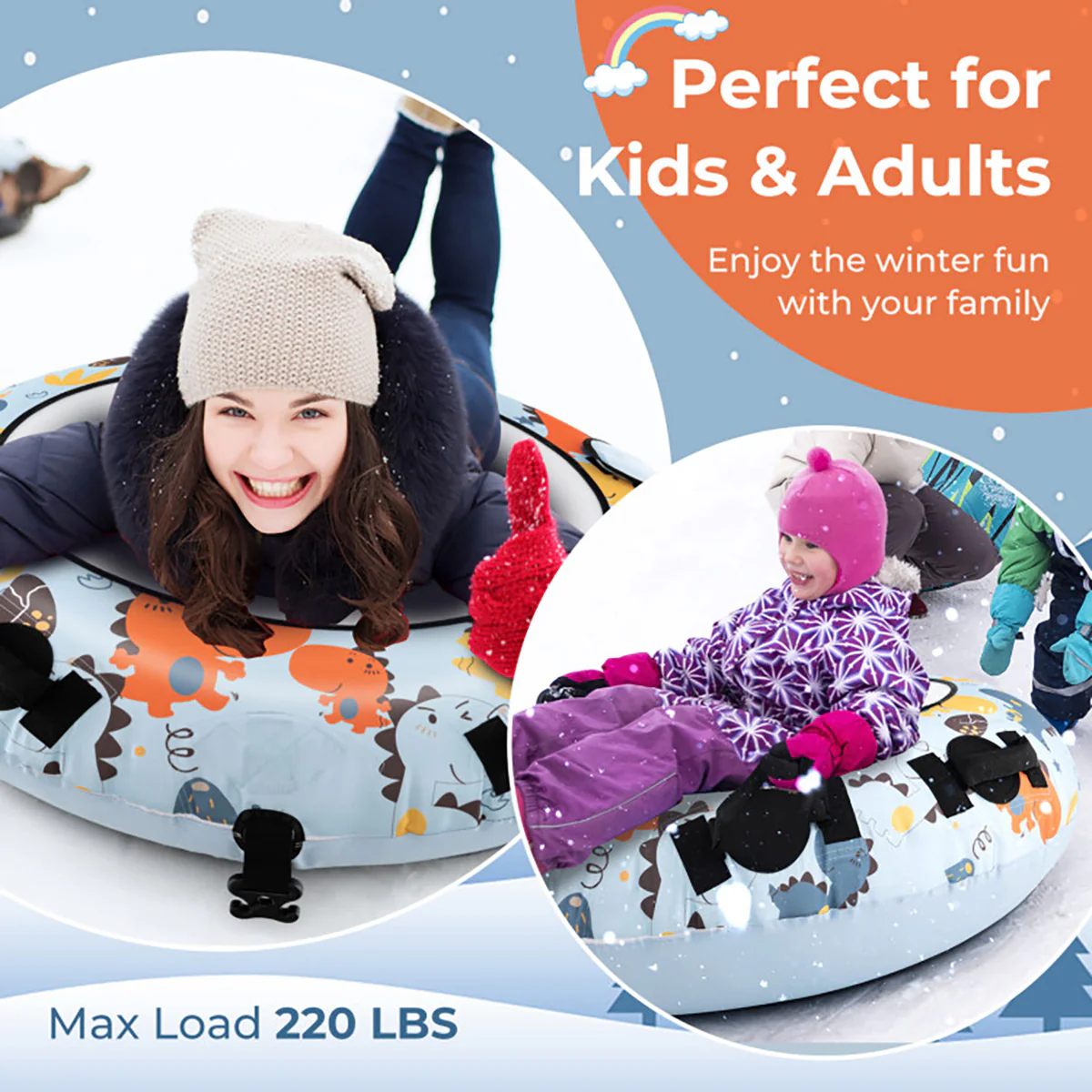 52'' Heavy-Duty Inflatable Snow Sled - Image 3
