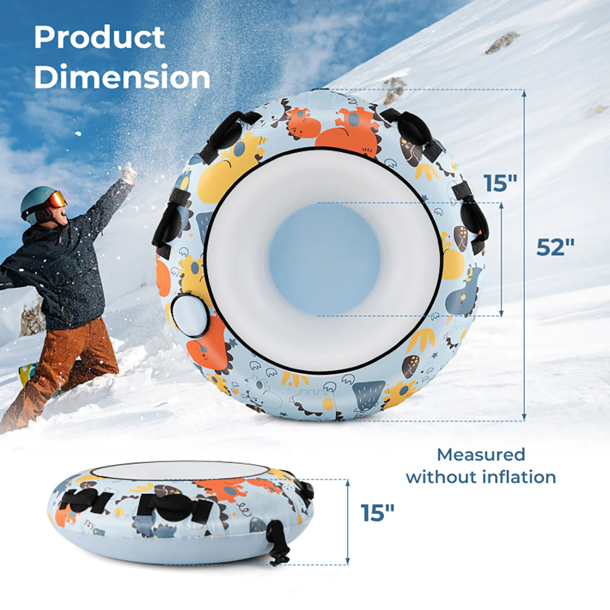 52'' Heavy-Duty Inflatable Snow Sled - Image 8
