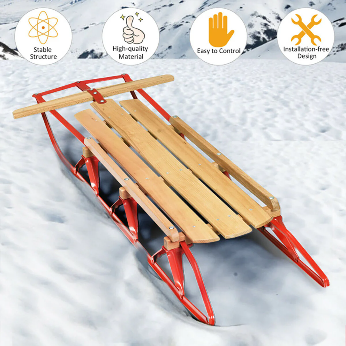 54'' Kids Steel Runner Snow Sled - Image 5