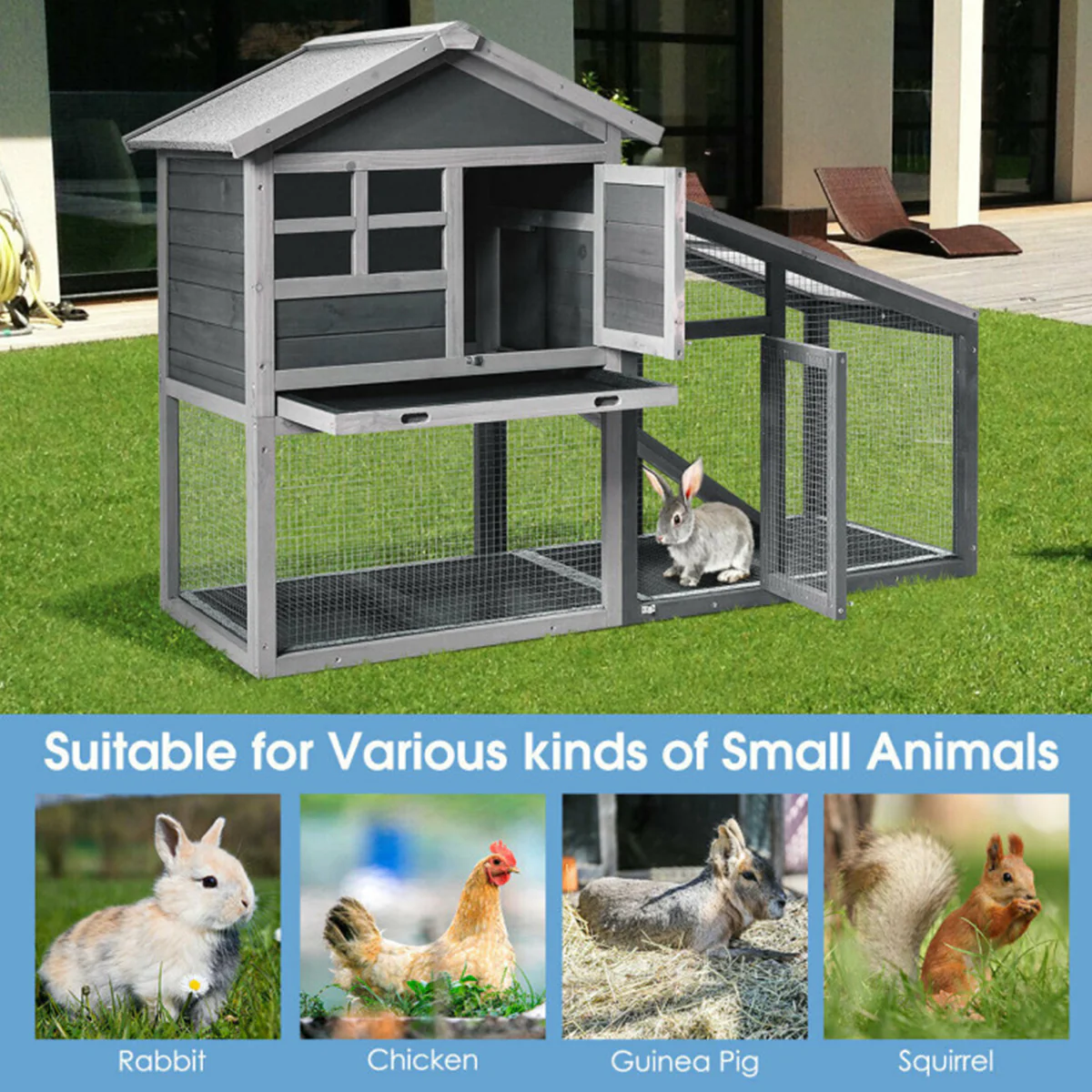 56.5’’ Wood Small Animal Hutch - Image 3