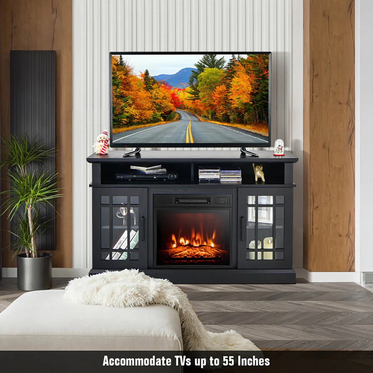 58'' Fireplace TV Stand with Adjustable Shelves - Image 18