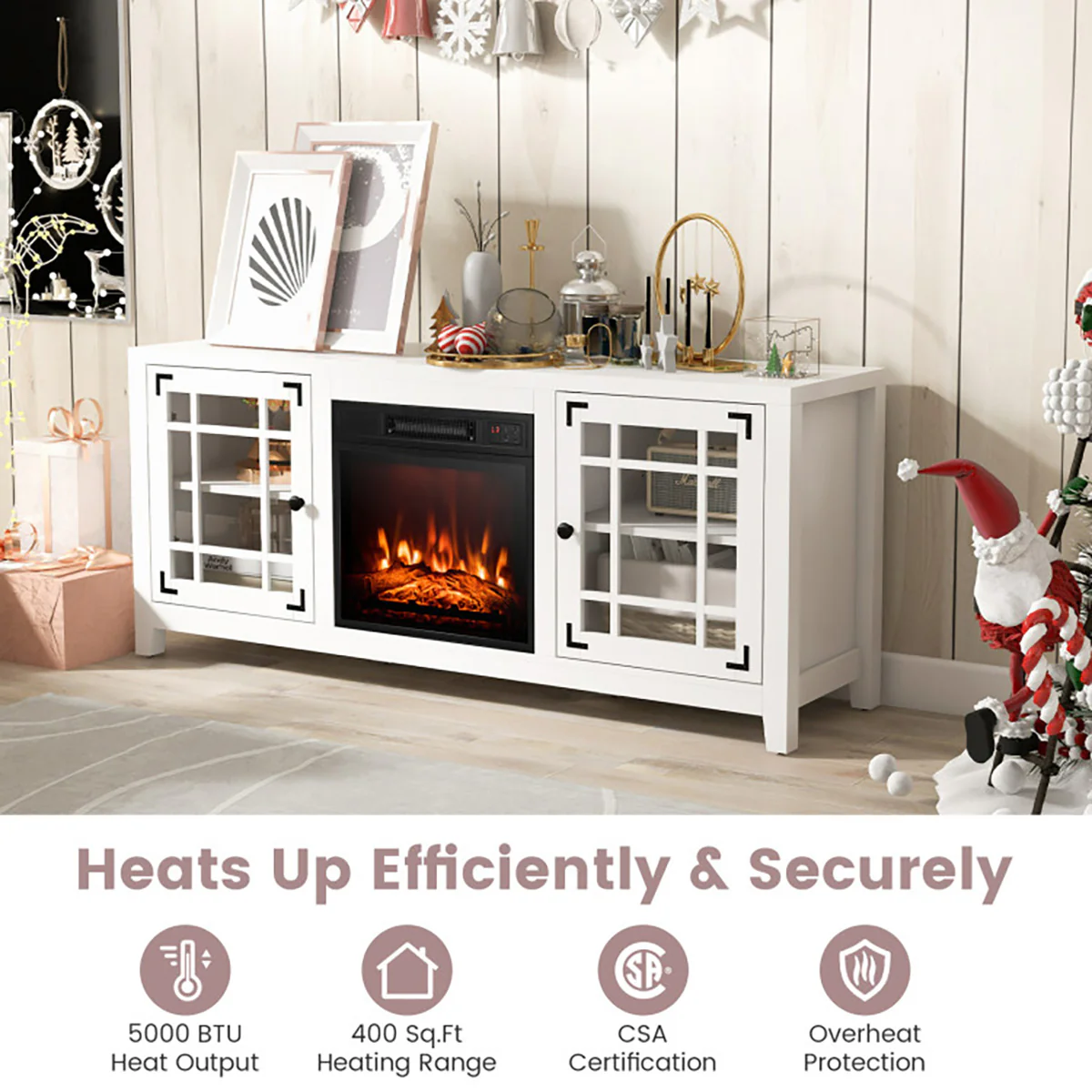 58'' Fireplace TV Stand with Adjustable Shelves - Image 24