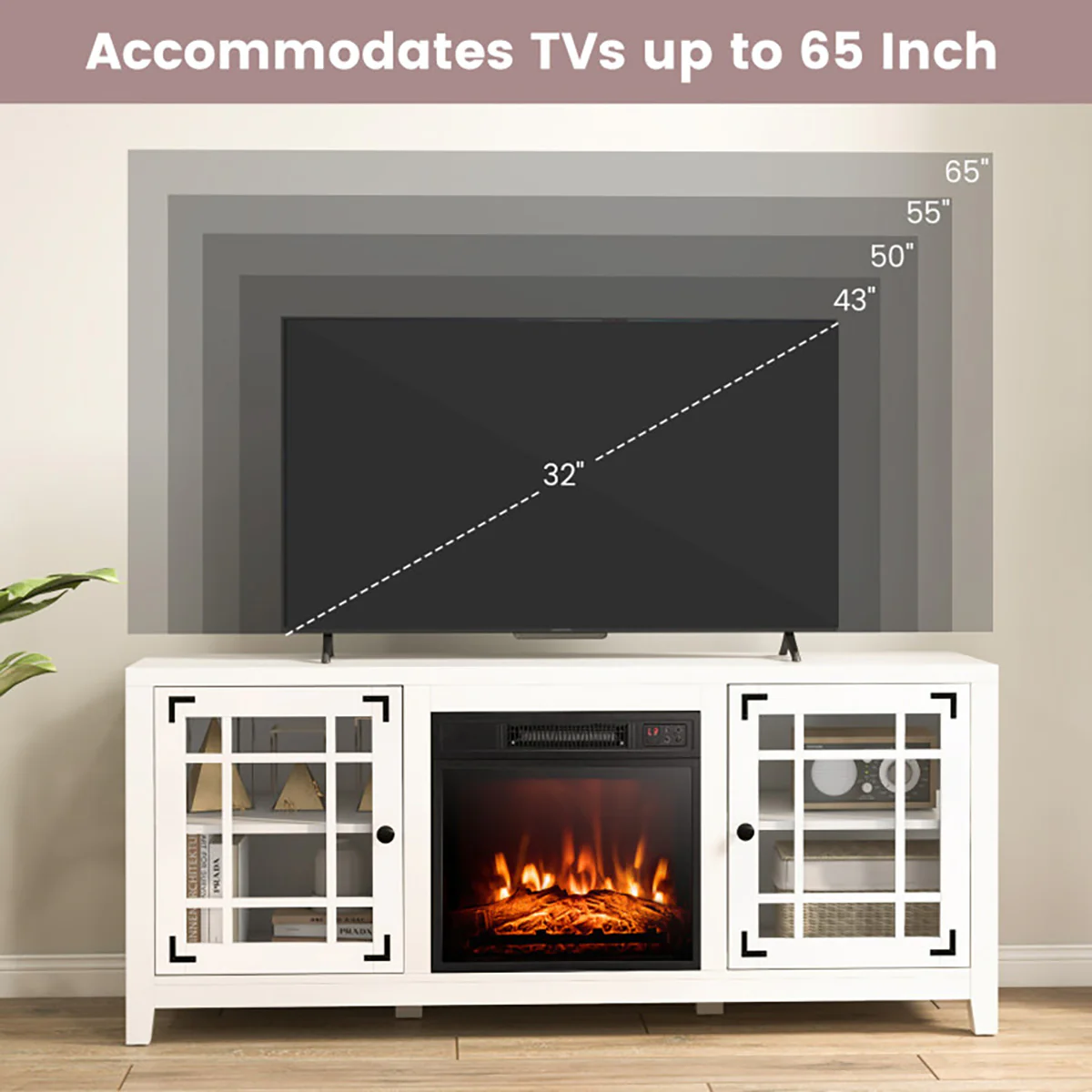 58'' Fireplace TV Stand with Adjustable Shelves - Image 28