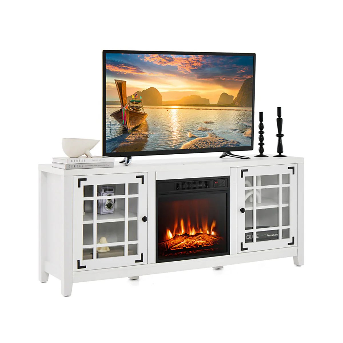 58'' Fireplace TV Stand with Adjustable Shelves - Image 30