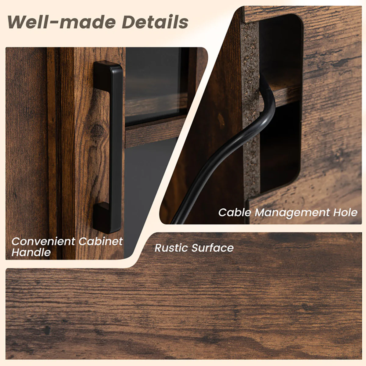 58'' Fireplace TV Stand with Side Cabinets - Image 18