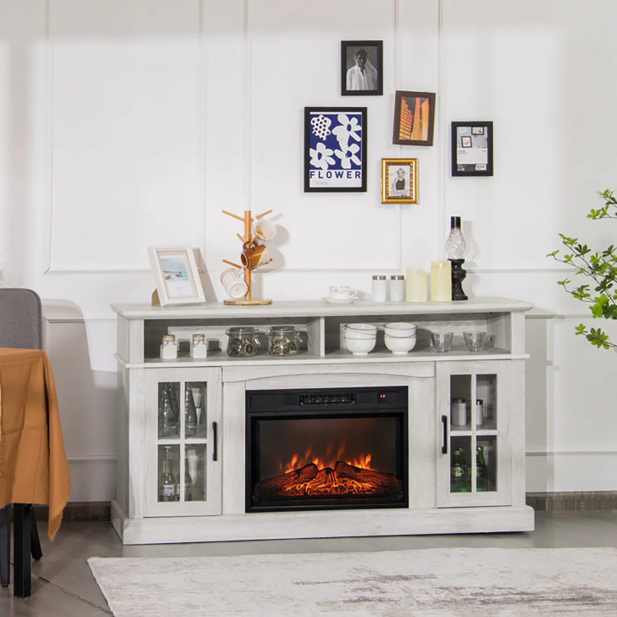 58'' Fireplace TV Stand with Side Cabinets - Image 30