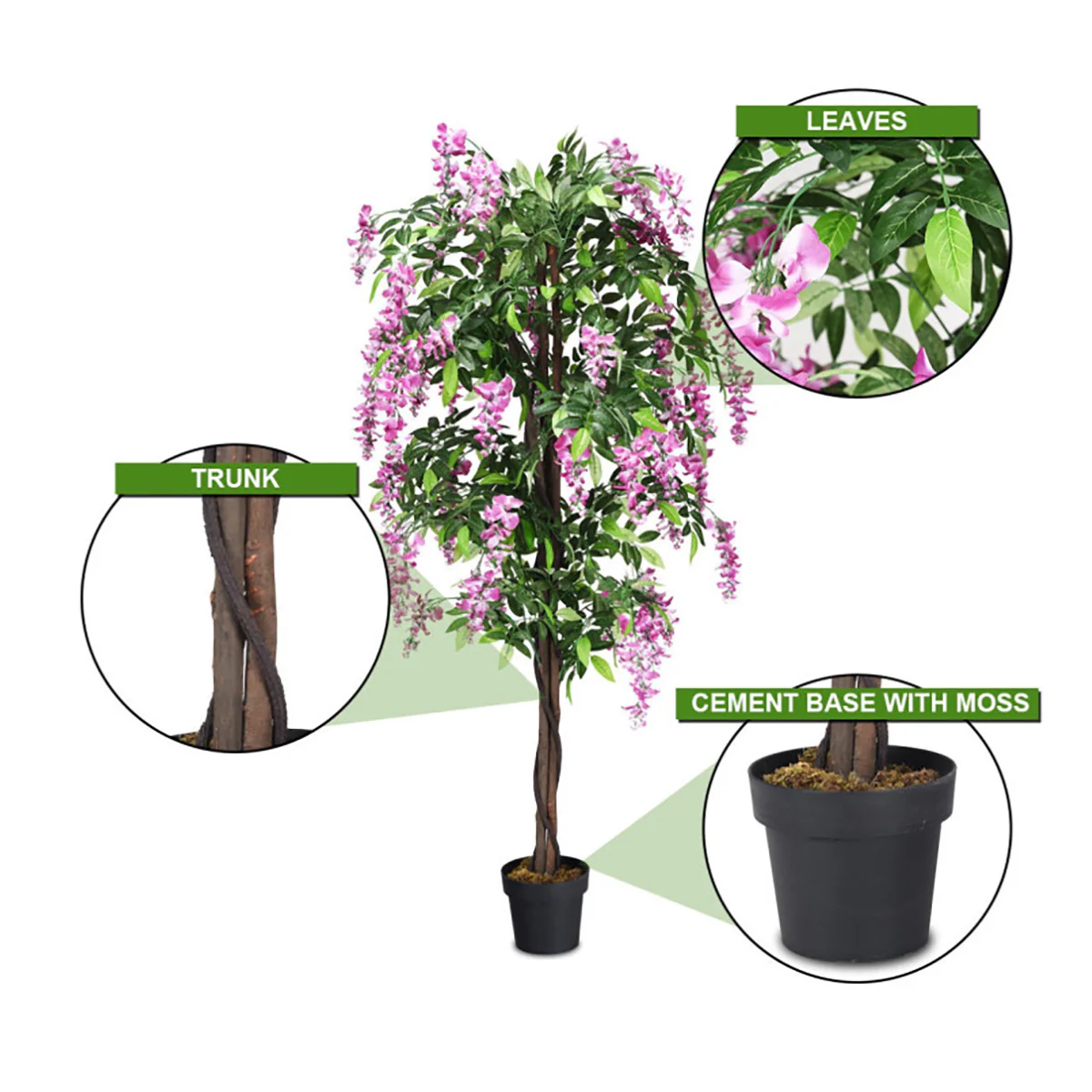 6' Artificial Silk Wisteria Tree - Image 10