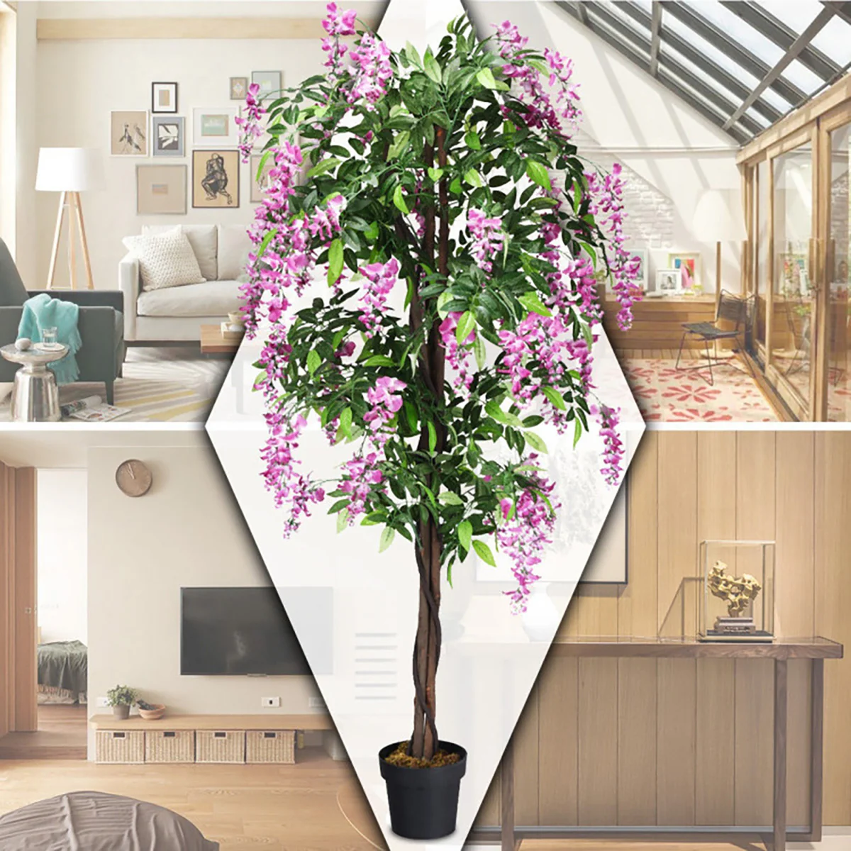 6' Artificial Silk Wisteria Tree - Image 3