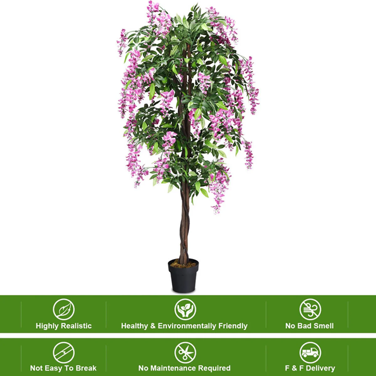 6' Artificial Silk Wisteria Tree - Image 8