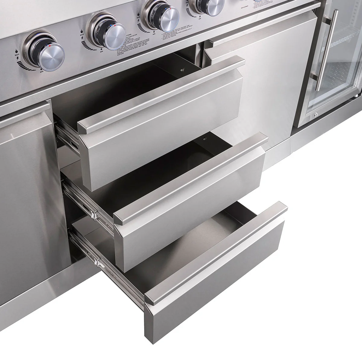 6-Burner Propane Gas Grill Island with Rotisserie and Outdoor Refrigerator - Image 12