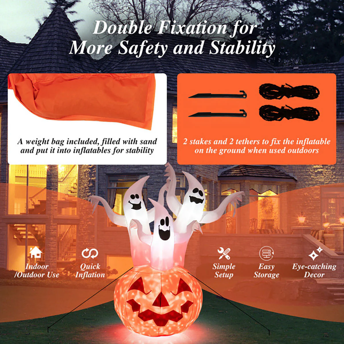 6 Ft. Inflatable Lit Ghosts - Image 7