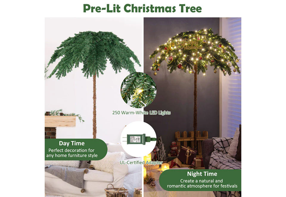6-Ft. Pre-Lit Christmas Palm Tree - Image 4