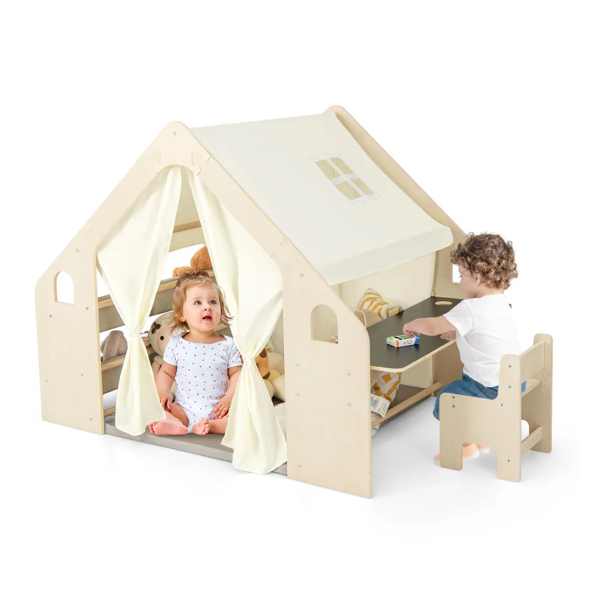 6-in-1 Wooden Indoor Play Tent - Image 10