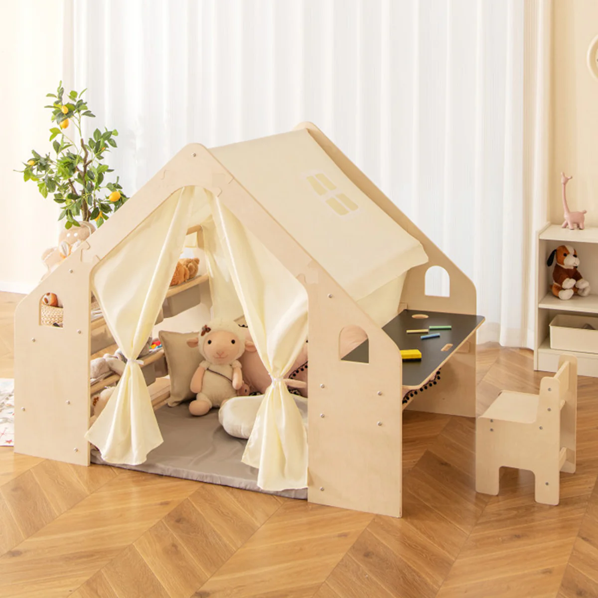 6-in-1 Wooden Indoor Play Tent - Image 9