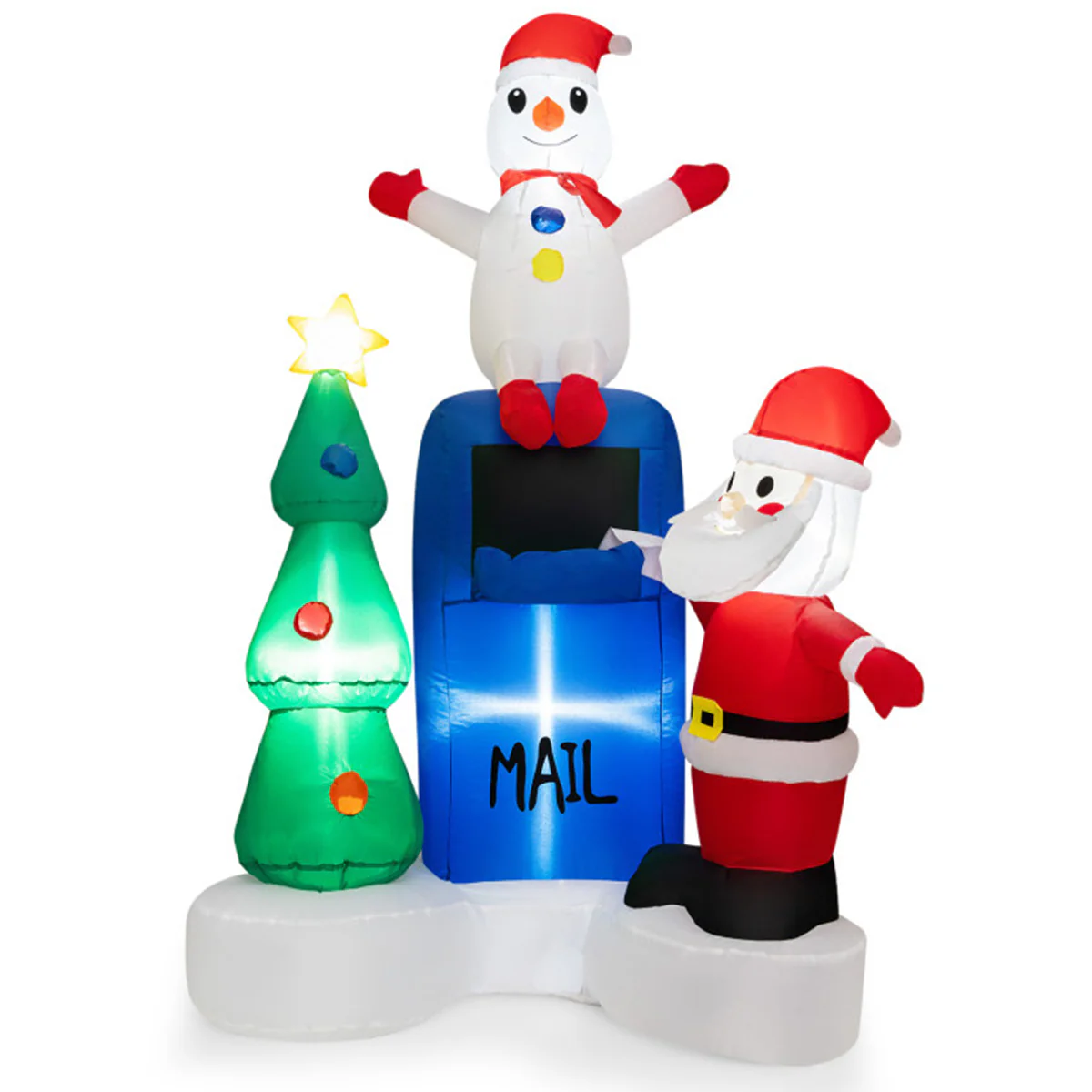 6' Inflatable Christmas Mailbox Santa and Snowman - Image 2