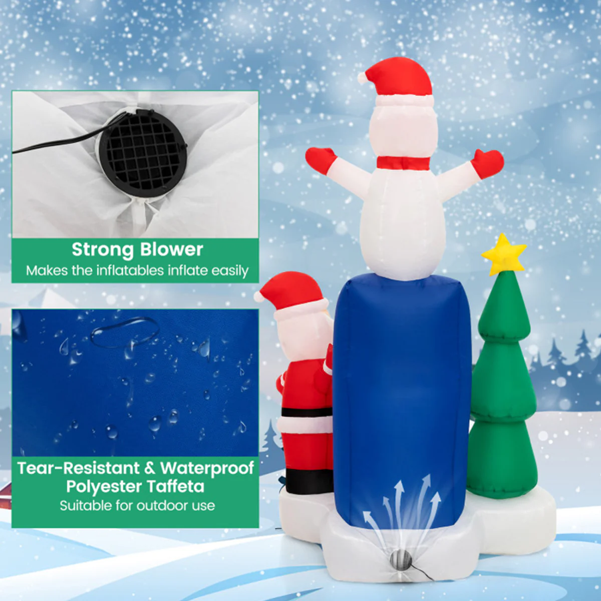 6' Inflatable Christmas Mailbox Santa and Snowman - Image 6