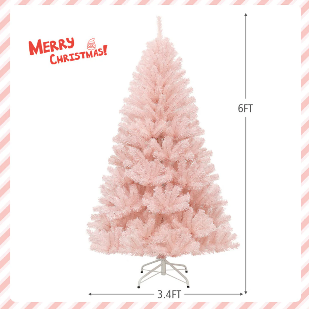 6' Pink Pre-Lit Artificial Hinged Fur Christmas Tree - Image 9